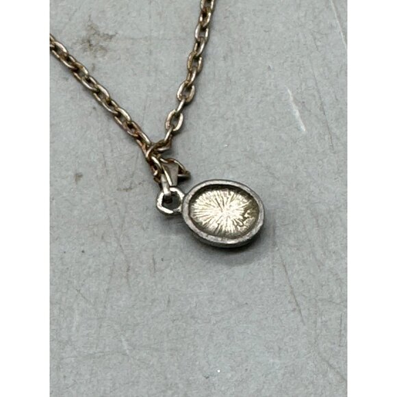 Silver tone Chain Necklace With Oval Blue Stone Pendant 18" READ - Picture 5 of 5